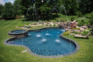 Freeform Pool With Water Feature